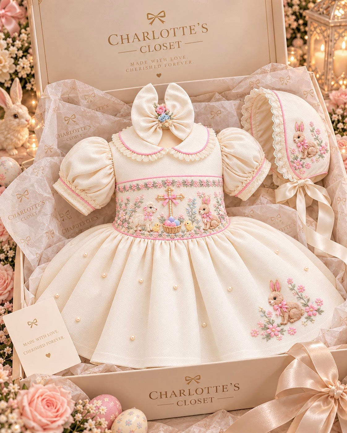 The little blessing collection ✝️embroidered Bonnet Easter 27