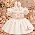 The little blessing collection ✝️Easter 27 design our cream smock dress with bunny embroidered & pearl detail preorder closed December 10th