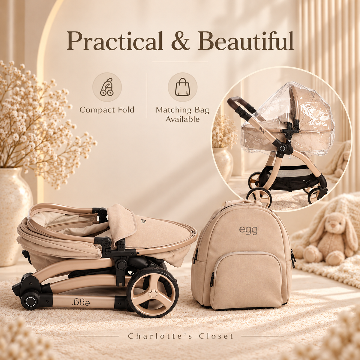 Egg feather toy pram 2in1 bag sold separately