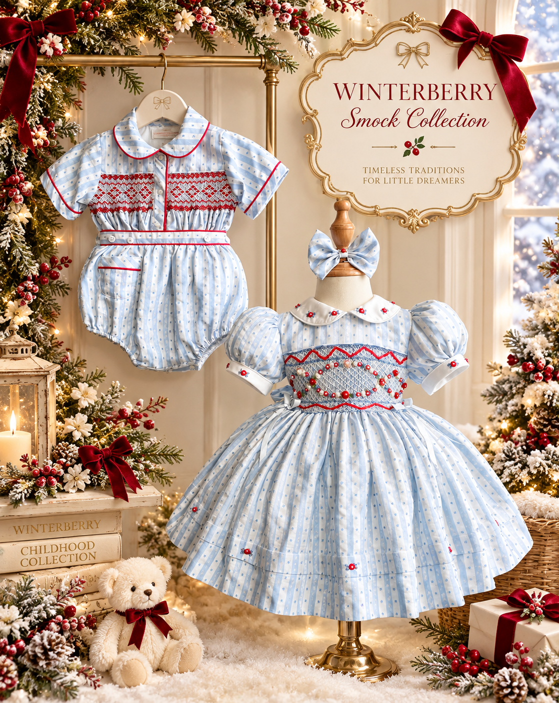 Winter berry collection romper boys crawler style & shorts style options ❤️🩵