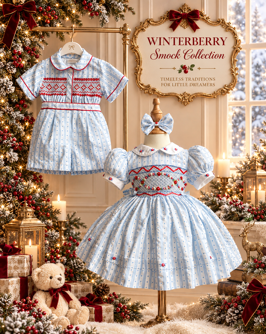 Winter berry collection romper boys crawler style & shorts style options ❤️🩵