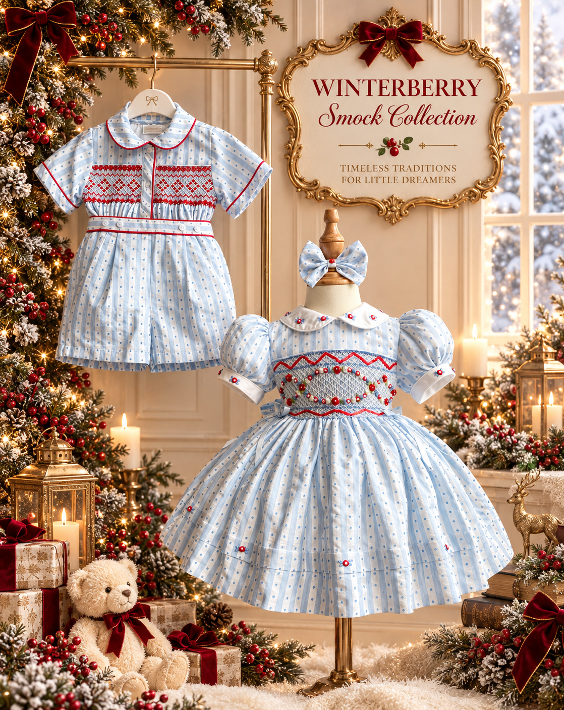 Winter berry collection romper boys crawler style & shorts style options ❤️🩵